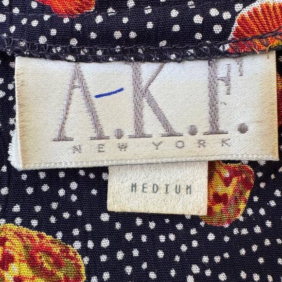 Vintage Y2K A.K.F. New York Ocean Print V-Neck Long Sleeve Button Down Blouse - Picture 7 of 8